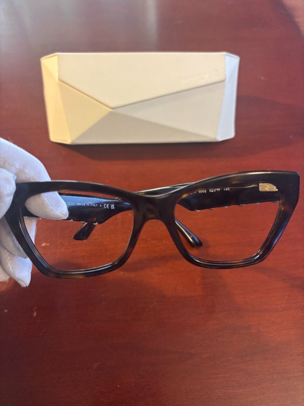 Jimmy Choo JC 3021H 5002 Havana Tortoise Eyeglasses Frames Gold Studs 52mm + CAS